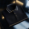 Men's Business Casual Short Sleeve Polo Shirt with Contrast Trim